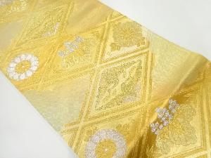 アンティーク　襷に菊桐・向かい鶴模様織出し袋帯（材料）